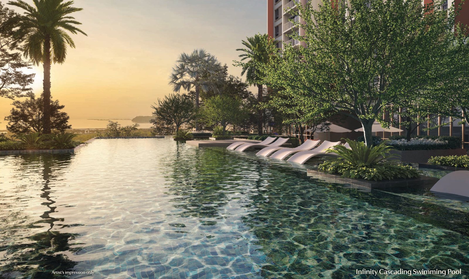 Infinity Cascading Swimming Pool at The Fount, artist's impression